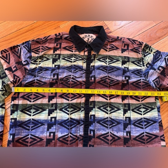 Rodeo Active Shirt Men’s Size L Aztec Retro Rodeo Ranch Western Vintage Cotton - Picture 11 of 12